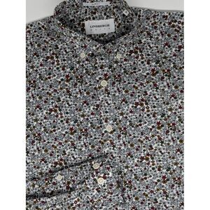 Lindbergh White size Small Slim Fit Shirt Floral‎ Print Button Down 100% Cotton